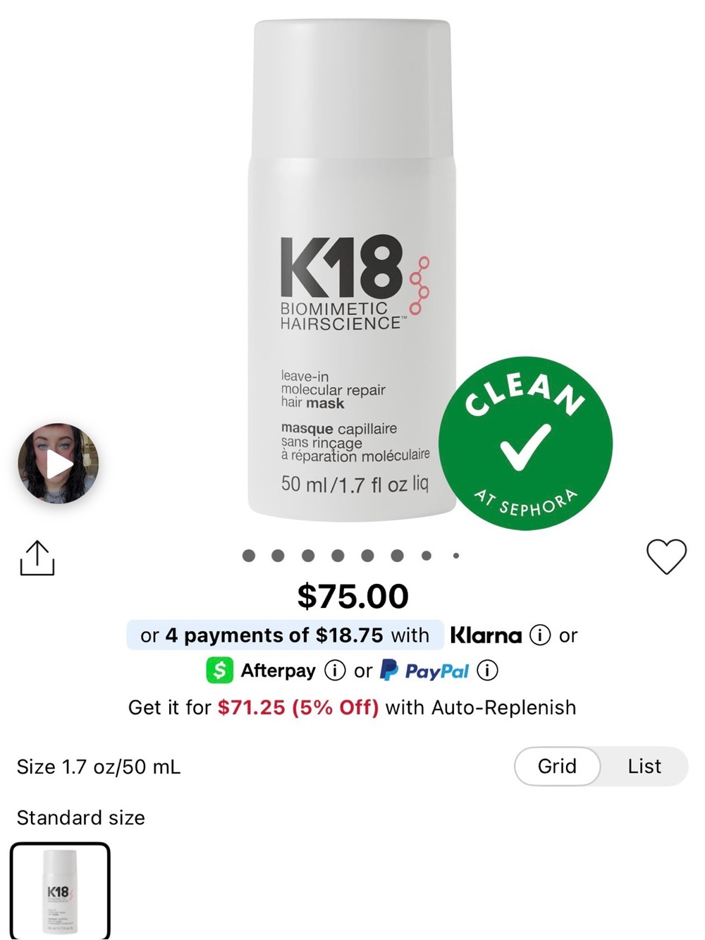 K18 Biomimetic Hairscience Leave-In Molecular Repair Hair Mask